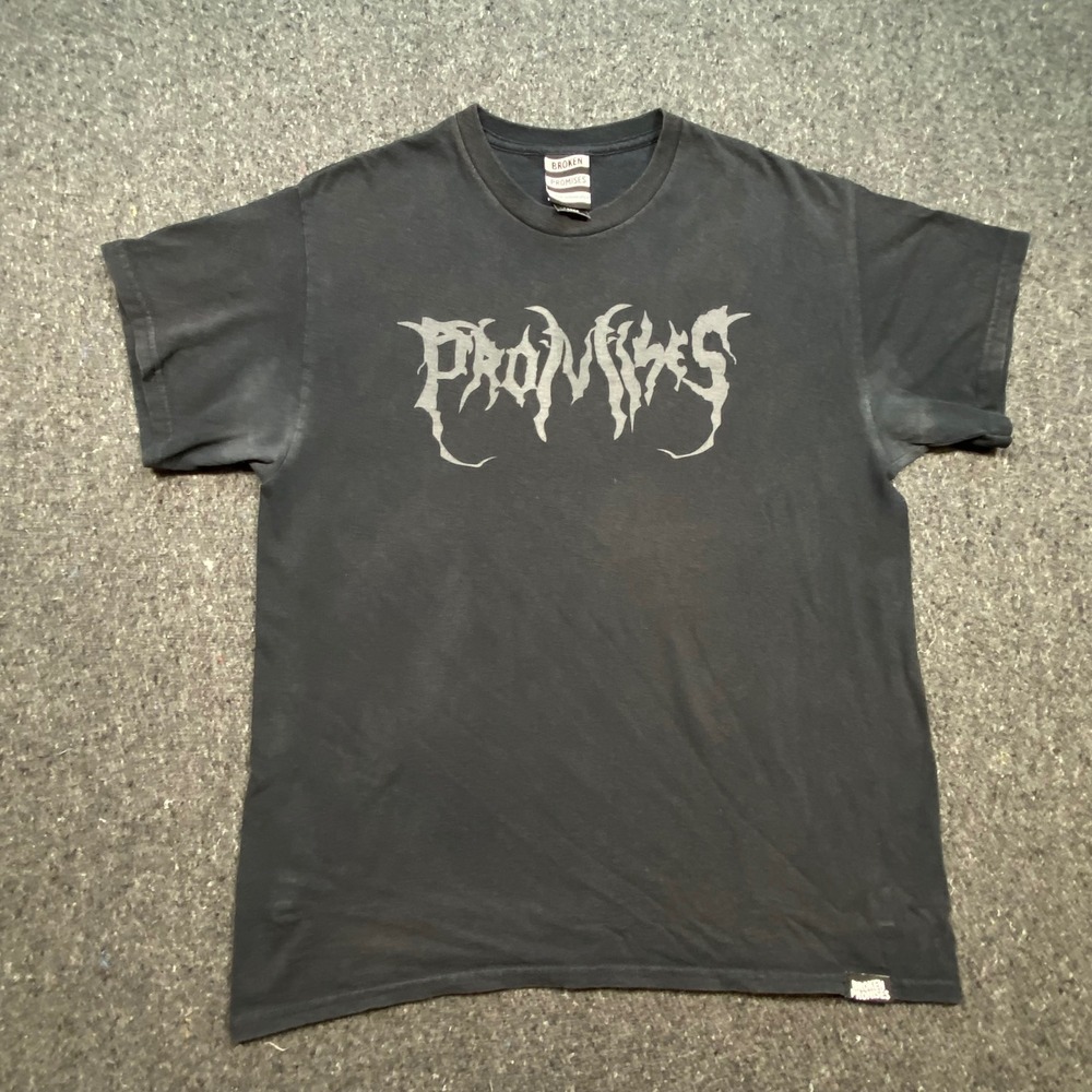 Broken Promises Metal Logo Mens Large Black Streetwear Graphic Shirt Grunge Tee